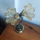 Double flower lamp Art Nouveau – Intertwined brass stems & art glass type