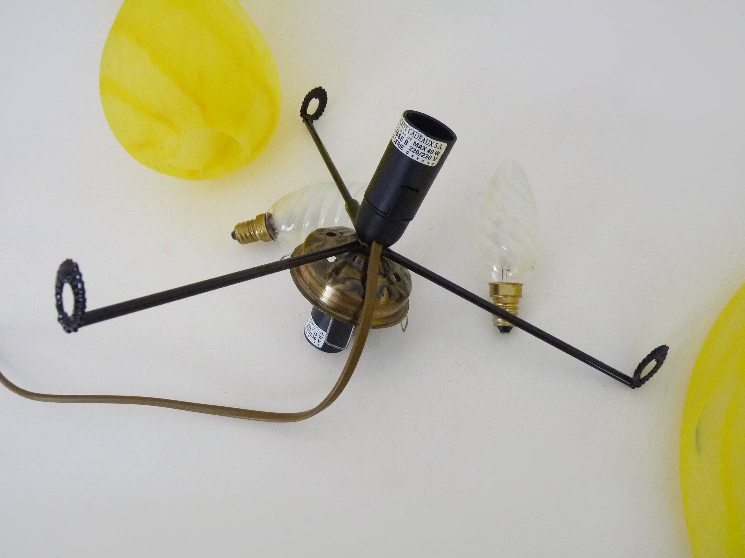 Yellow glass paste mushroom lamp in Art Nouveau style