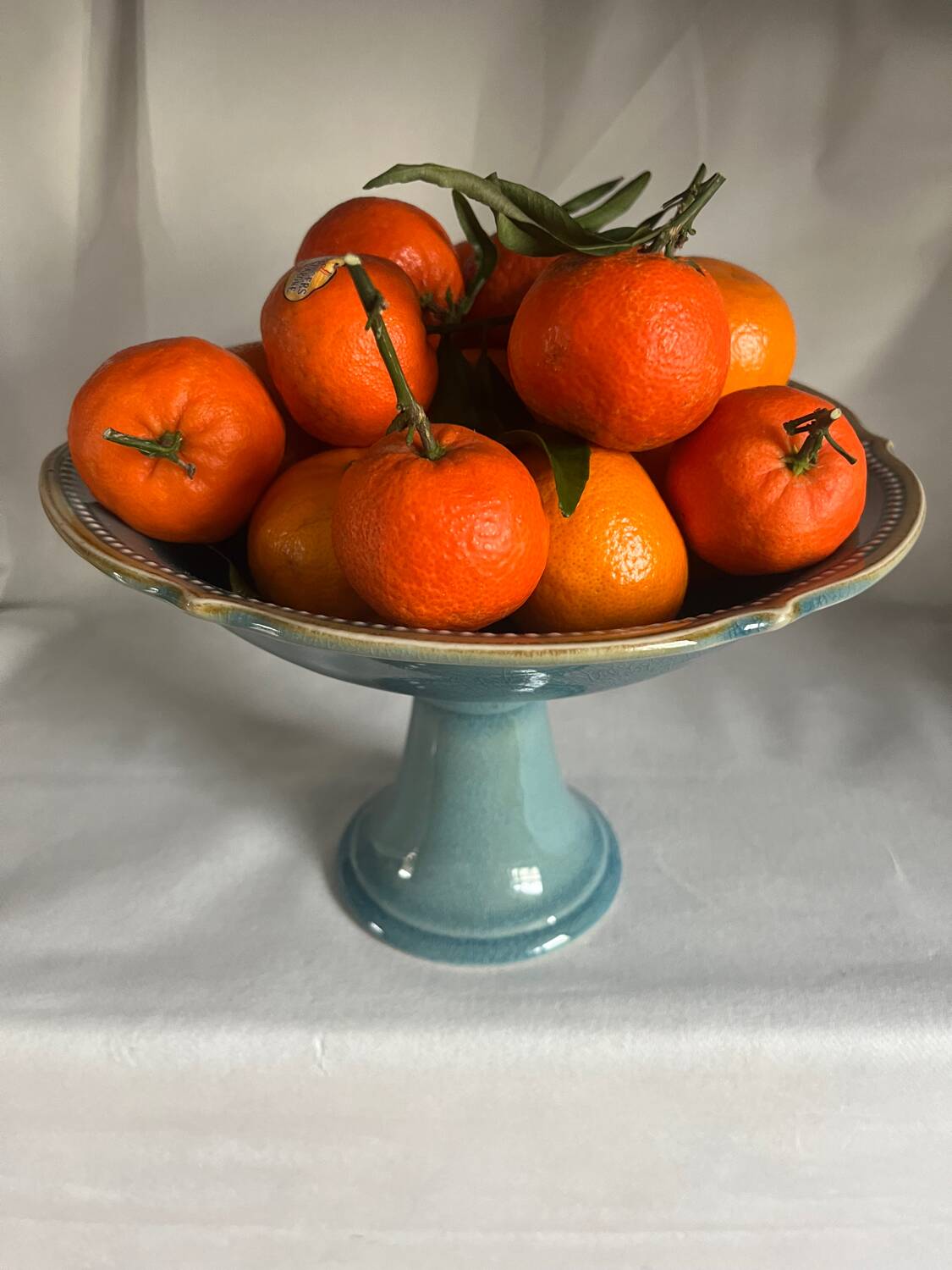 Blue earthenware footed bowl