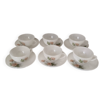 ARCOPAL, 6 cups with saucers, vintage 70s