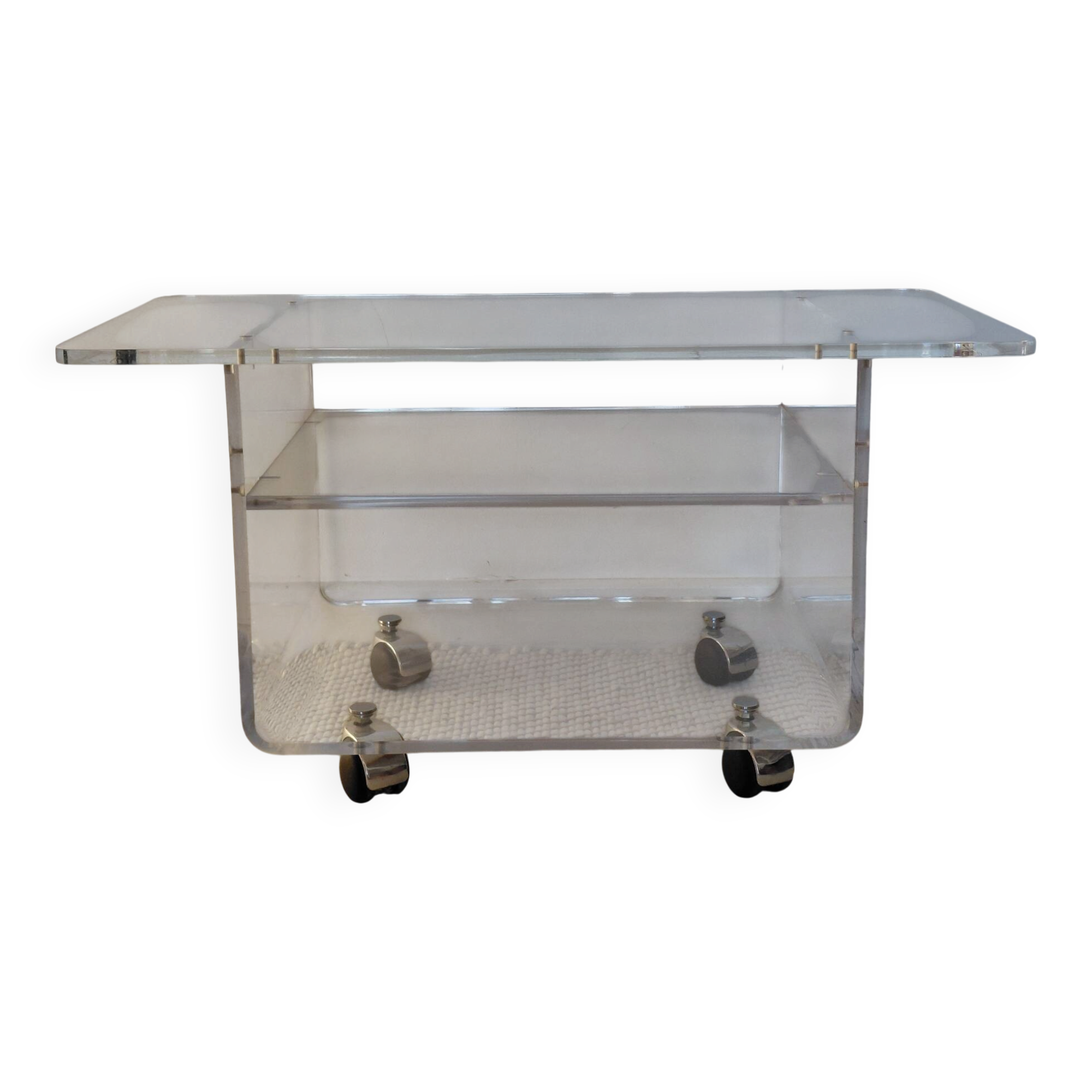 Vintage rolling dessert trolley in plexiglass - Space Age style - 1970s