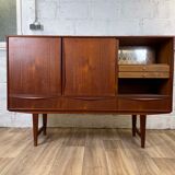 Vintage Scandinavian "highboard" teak sideboard by EW Bach for Sejling Skabe, 60s