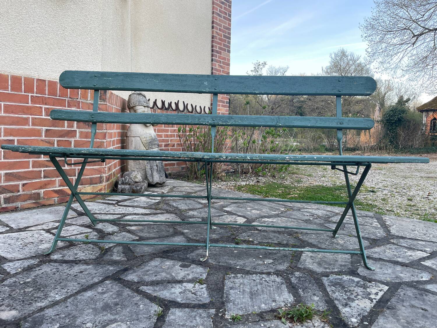 Antique folding garden bench