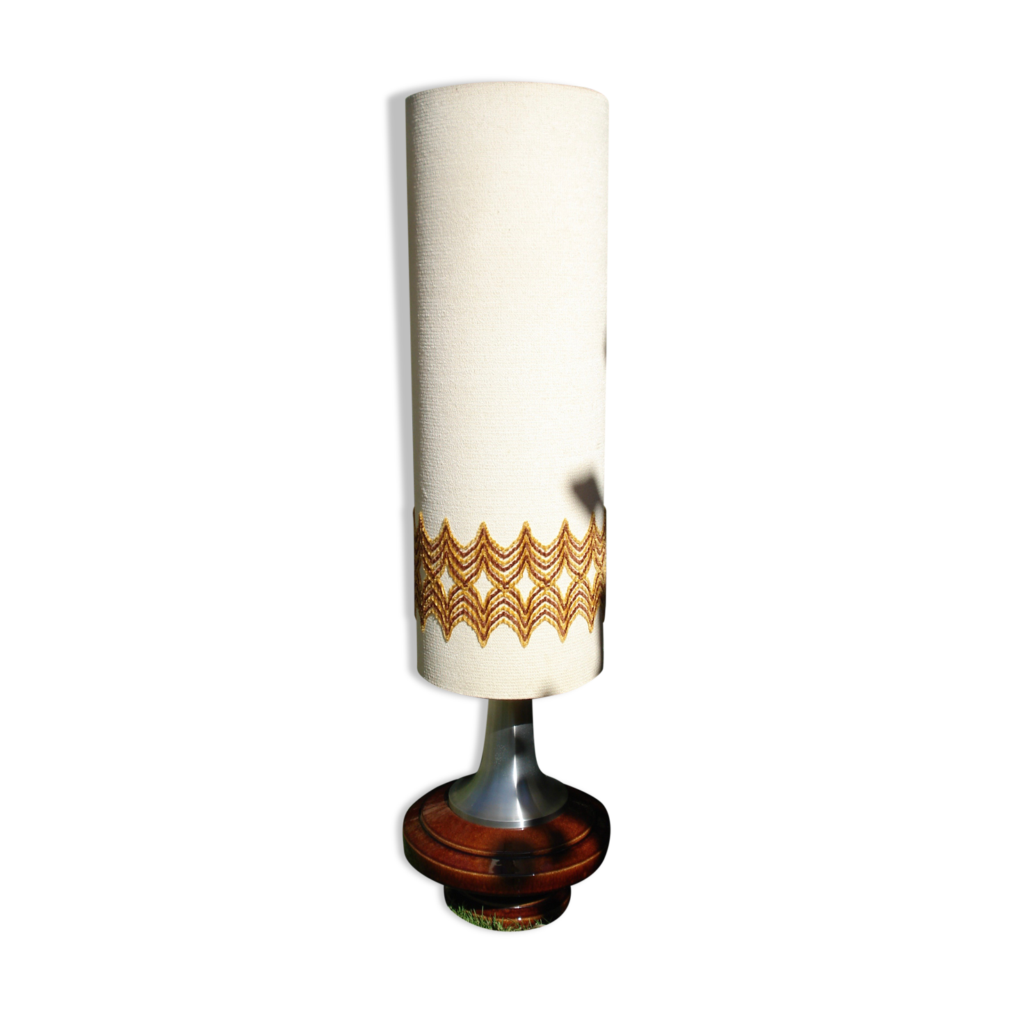 Floor lamp base ceramic ball vintage and aluminum brush 1970