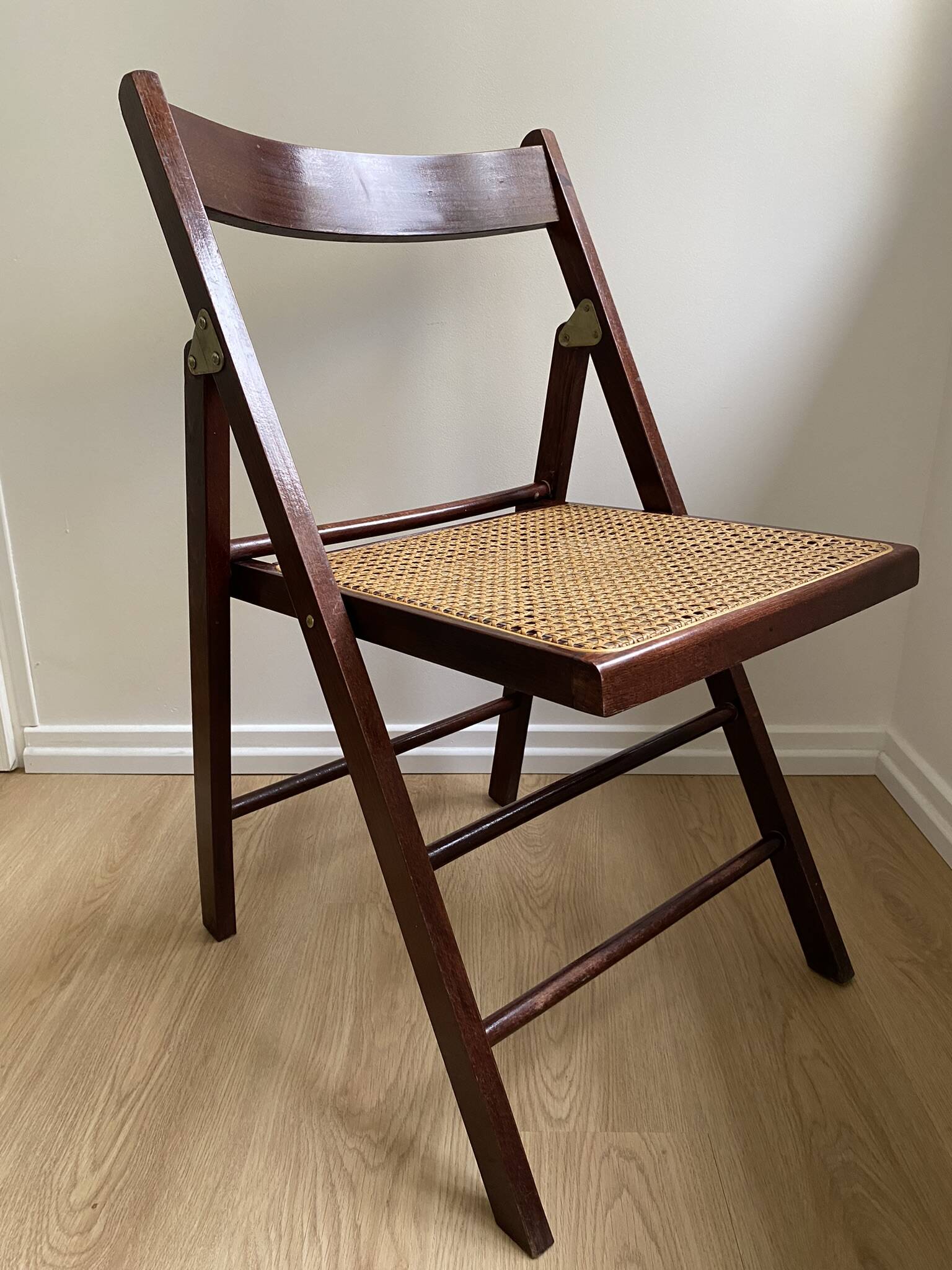 Folding chair occasional chair vintage wooden office chair with cane seat