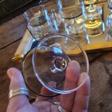 Set of 8 smoked and clear glass cups from the 70s, 80s.