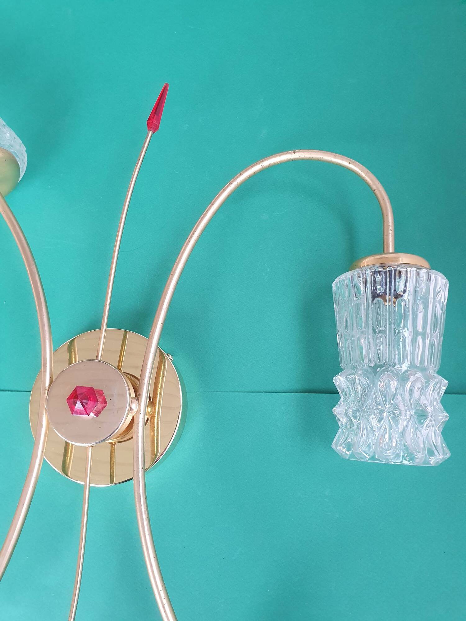 Large vintage gold four-light wall sconce