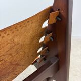 Vintage teak and leather armchair design Angel Pazmino brand Ecuador vintage 1960