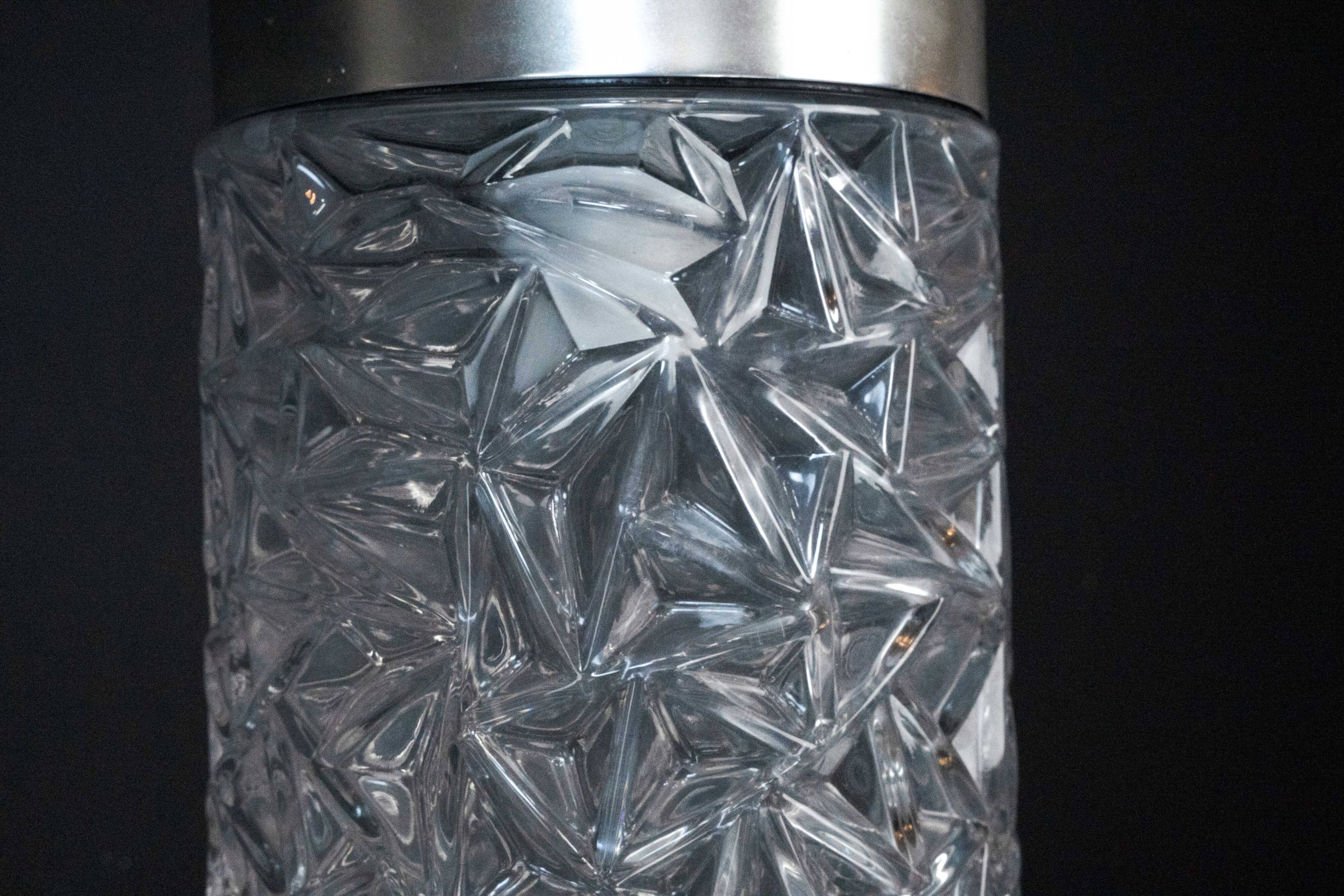 Pair of Italian Pendant Lights in Glass and Polished Aluminum, 1970s