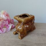Antique brown ceramic elephant ashtray