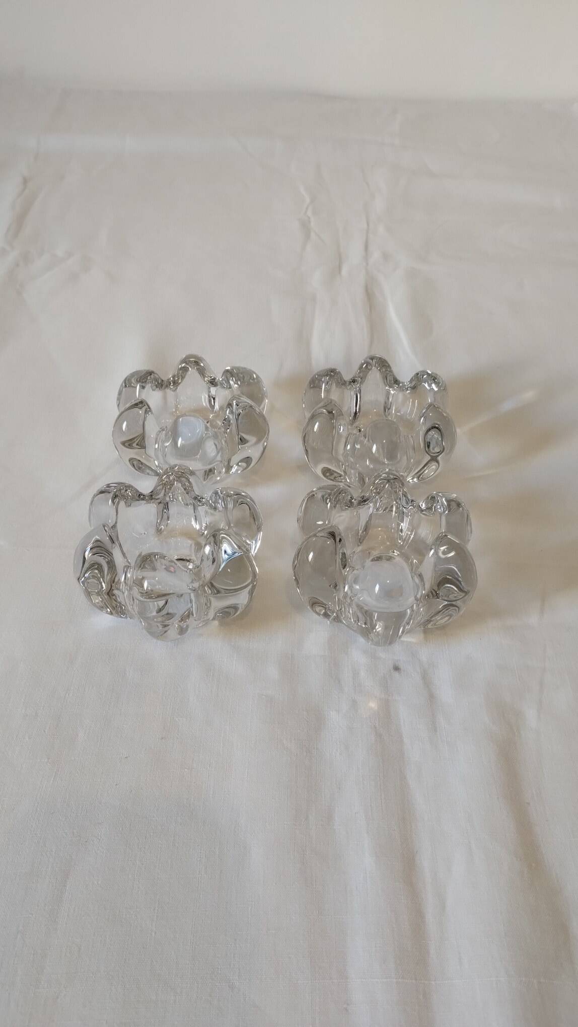 Set of 4 crystal candle holders