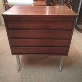 Commode en palissandre et métal brossé
