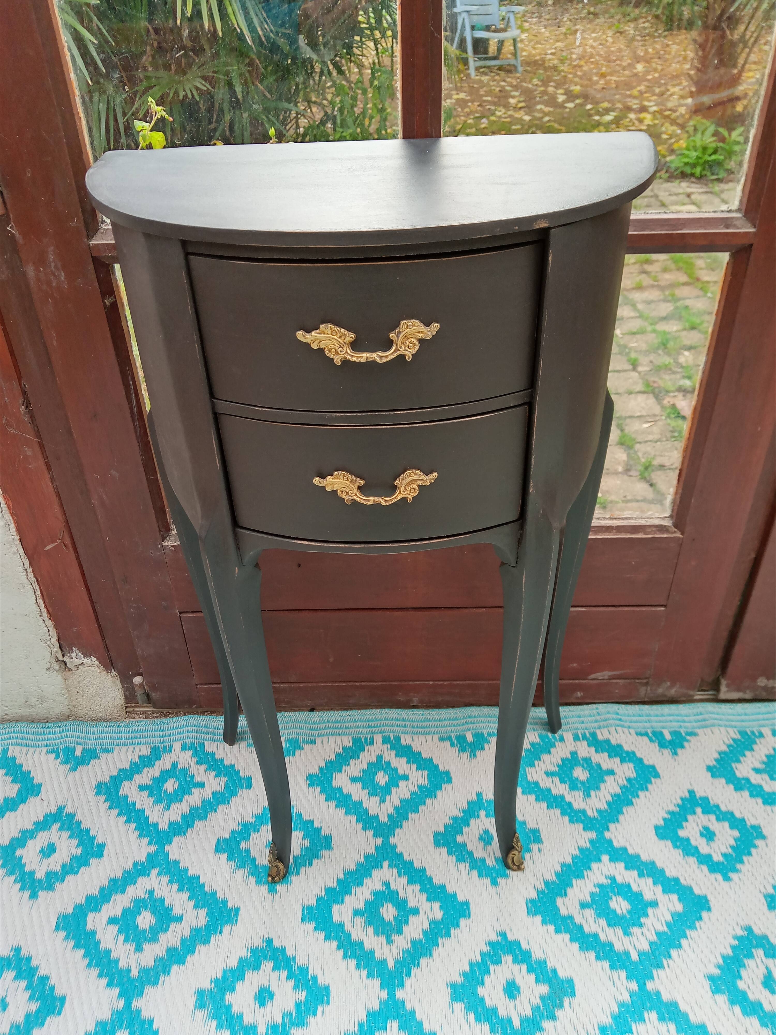 Black patina bedside table