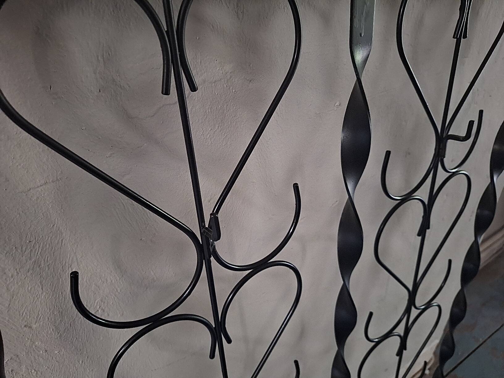 Mid century wall mounted wrought iron coat and hat rack, 1960s