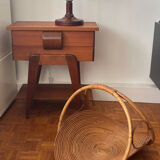 Italian log holder in rattan and bamboo from the 1960s