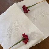 Damask cotton tea towels monogram LP.