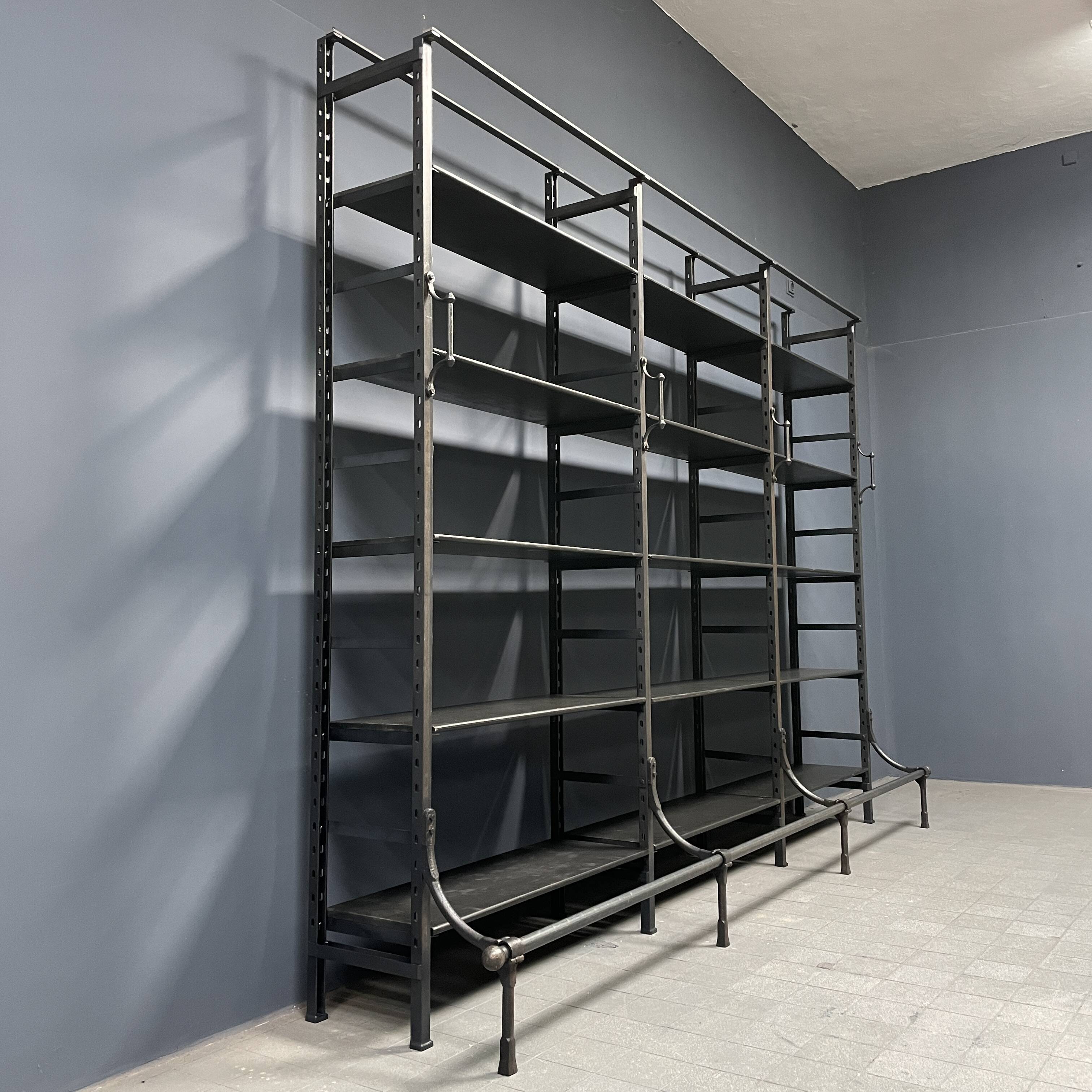 Industrial Iron Library Wall Shelving Cabinet
