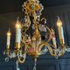 Lustrous pagoda from Maison Baguès in gilded bronze with a decoration of flowers and fruits in glass - 20th century