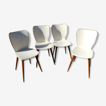 Set de 4 chaises vintage skai blanc