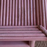 Vintage pink bamboo rattan side table or large bedside table