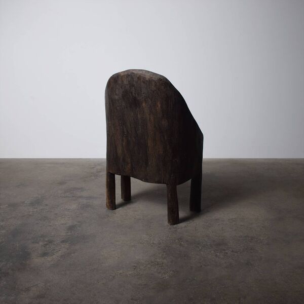 Chaise Naga à dossier haut biologique fabriquée à la main en teck massif, style Wabi Sabi années 1970