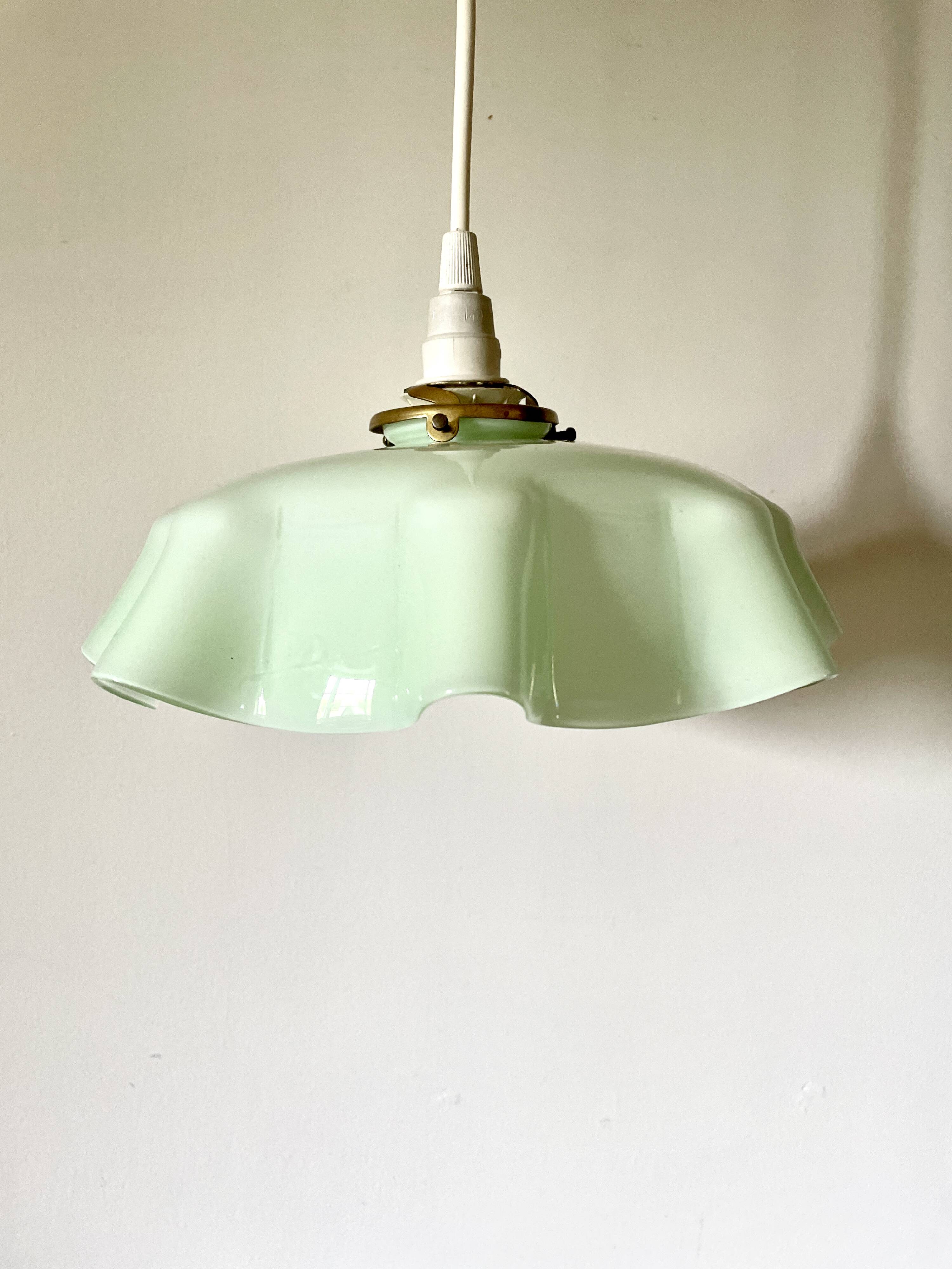 Mint green draped pendant light
