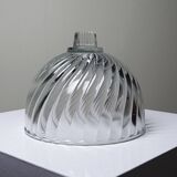 Petite cloche à dessert ou à fromage en verre pressé vintage/ancienne torsades