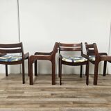 70s chairs for dining room in beech and Space Age fabric