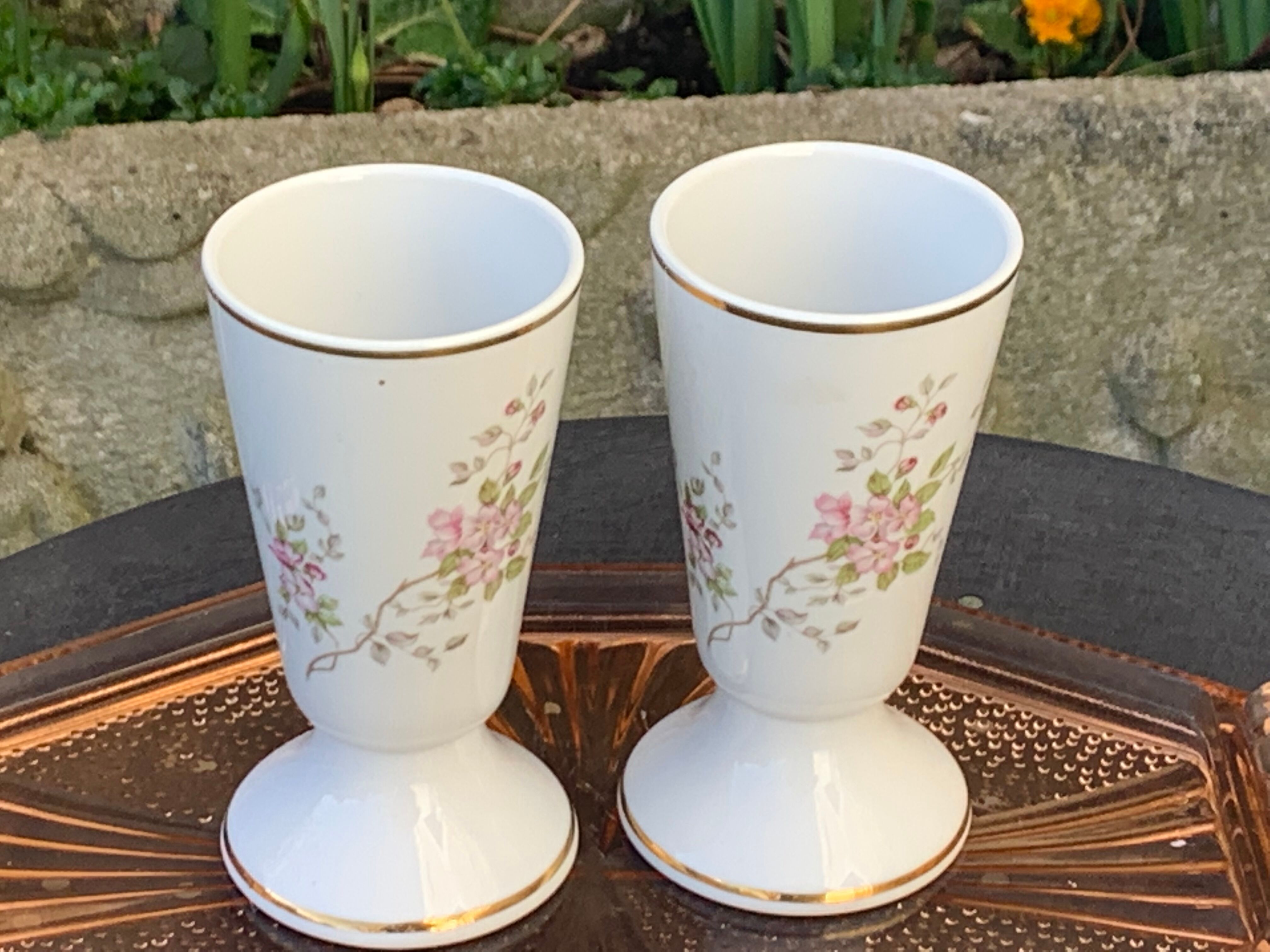 5 mazagrans porcelain vintage rosehip pattern