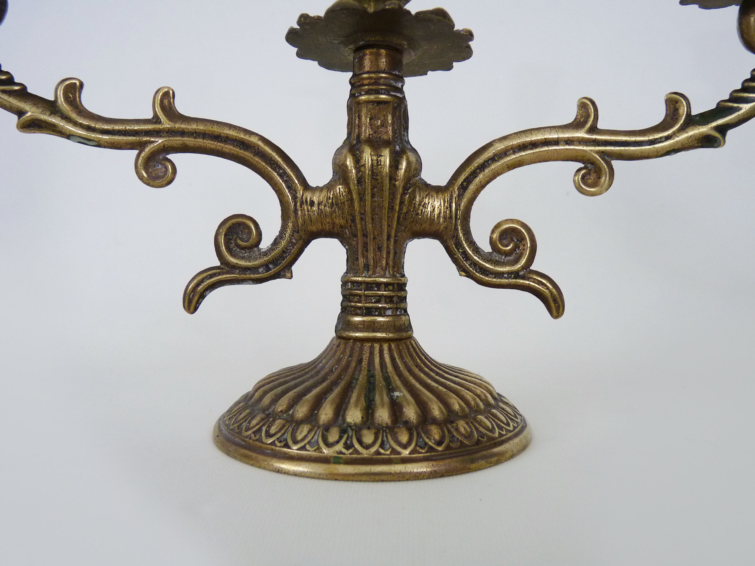 Pair of old candle holders with 3 branches in bronze, year 50/60