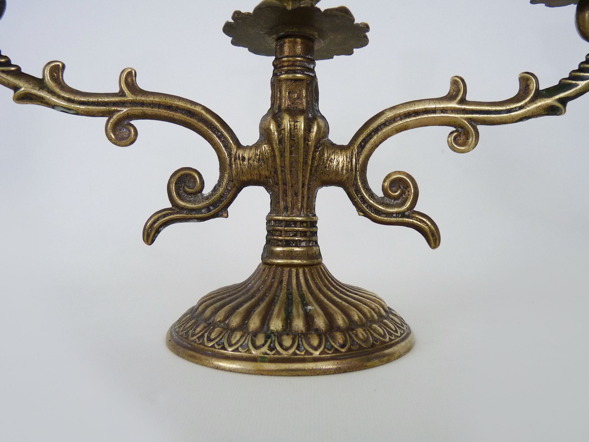 Pair of old candle holders with 3 branches in bronze, year 50/60