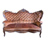 19th-century neo-Rococo antique canapé – Walnut structure