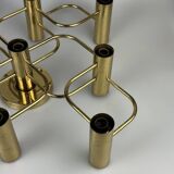 60s 70s 9-bulb ceiling lamp from Leola Leuchten Germany in brass