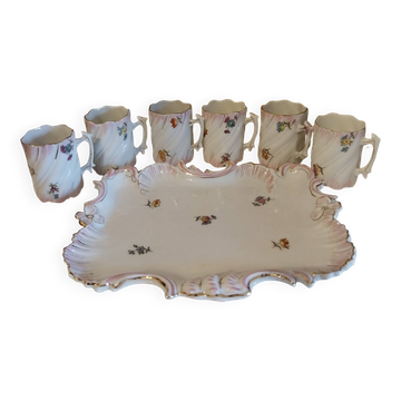 Antique Art Nouveau liqueur set in porcelain
