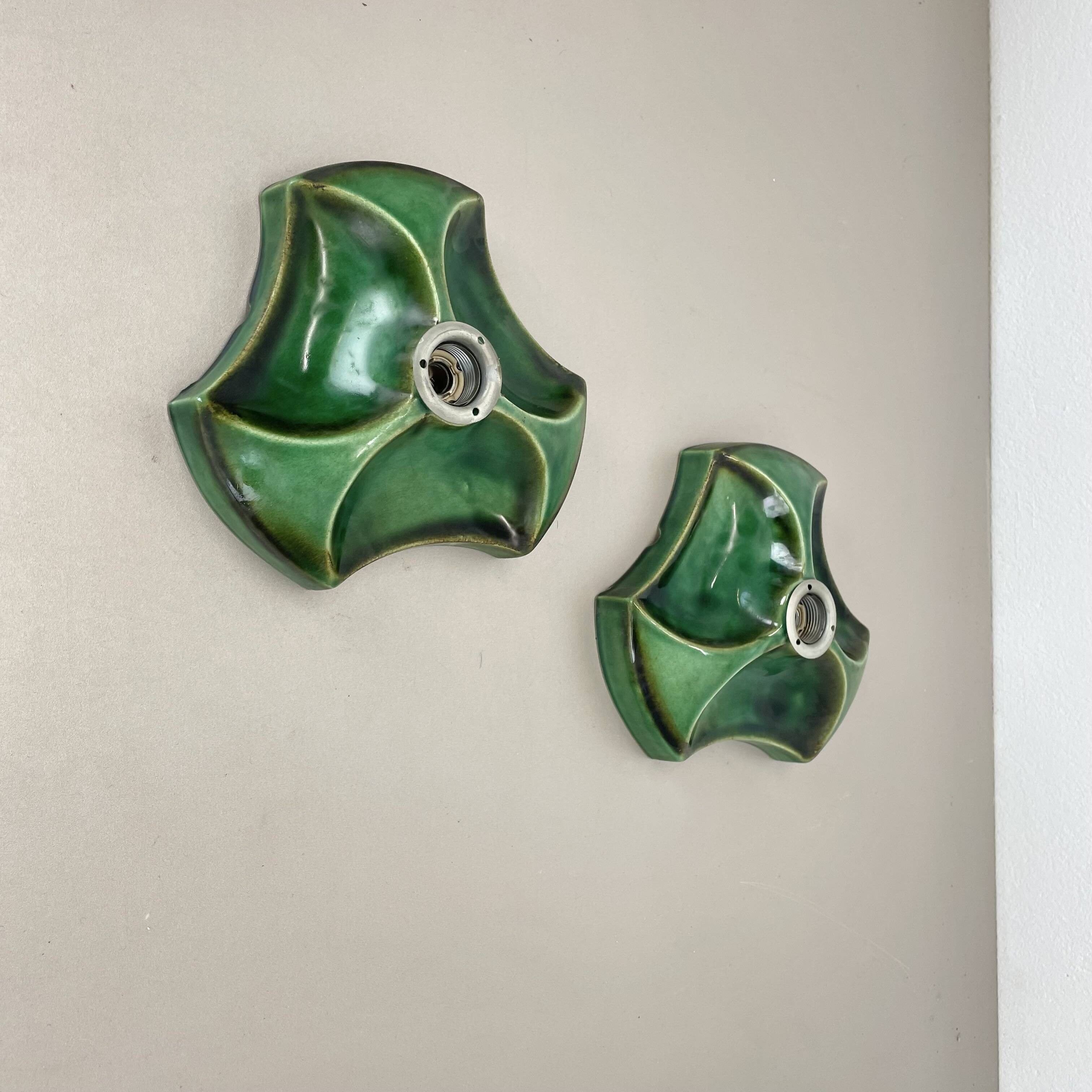 Set of Two Modernist Ceramic Fat Lava Wall Lights by Pan Ceramics, Germany