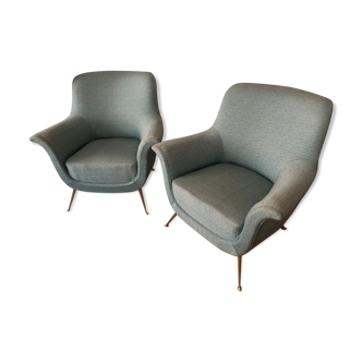 Pair of Italian armchairs, new tapestry