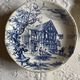 7 flat plates in earthenware by gien ludlow blue hunting decor year 70