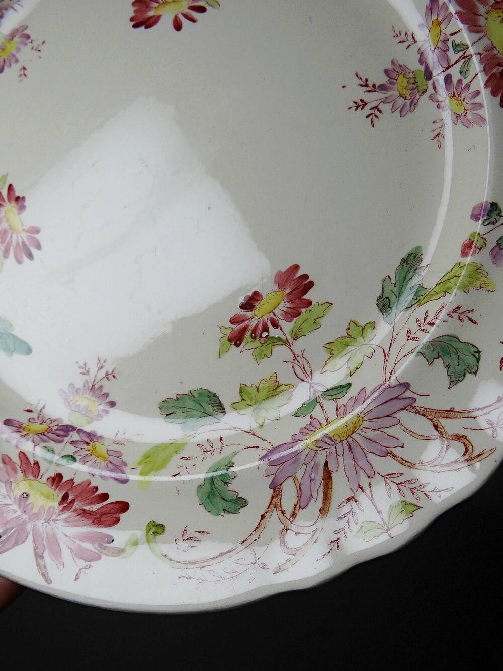 4 antique dessert plates Longchamp Daisies earthenware