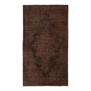 Tapis d’accent turc fait à la main surteint en brun  (D454) (117x213 cm)