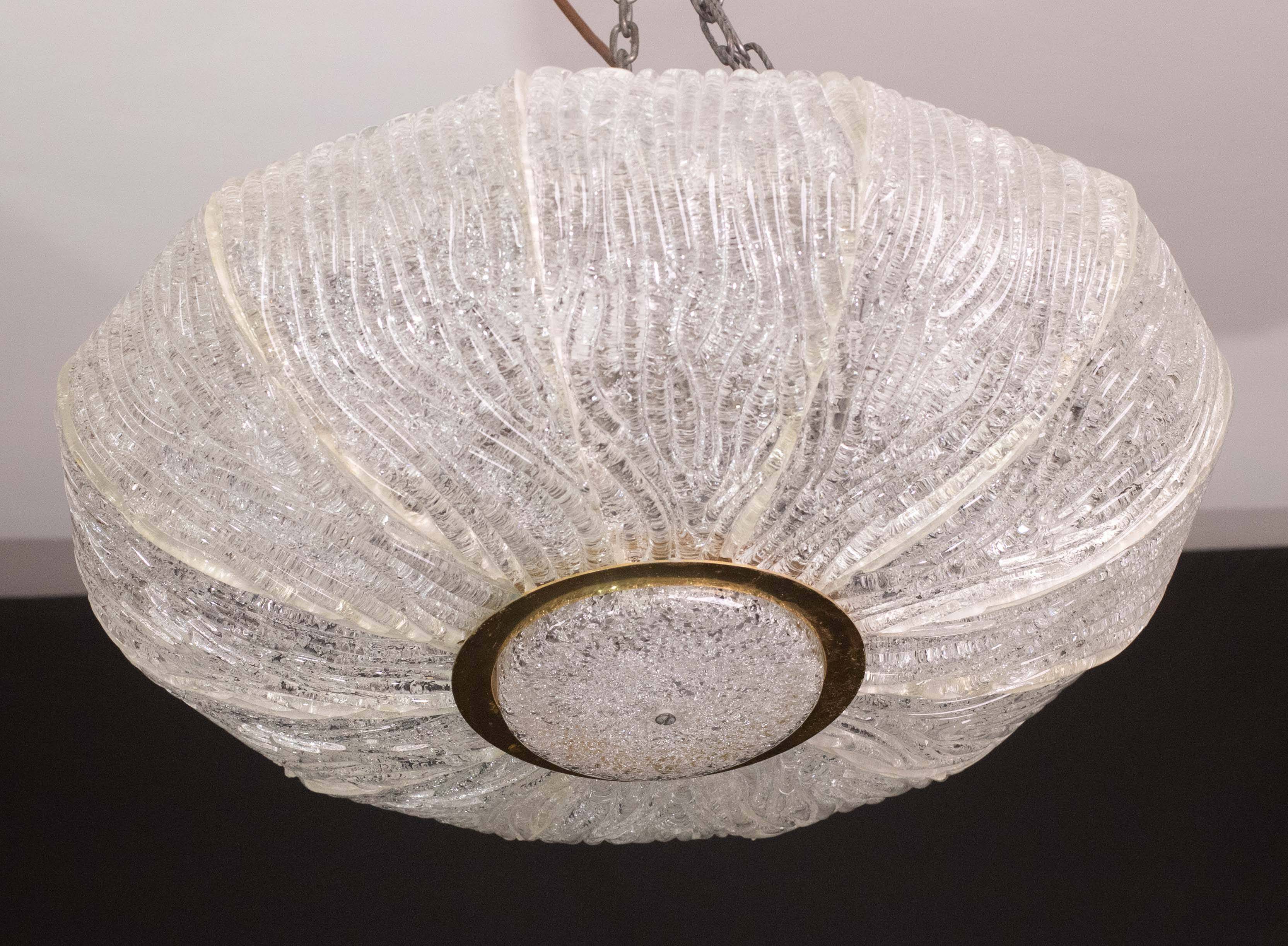 Luxueux plafonnier en verre de Murano modèle Royal par Barovier e Toso, années 1970