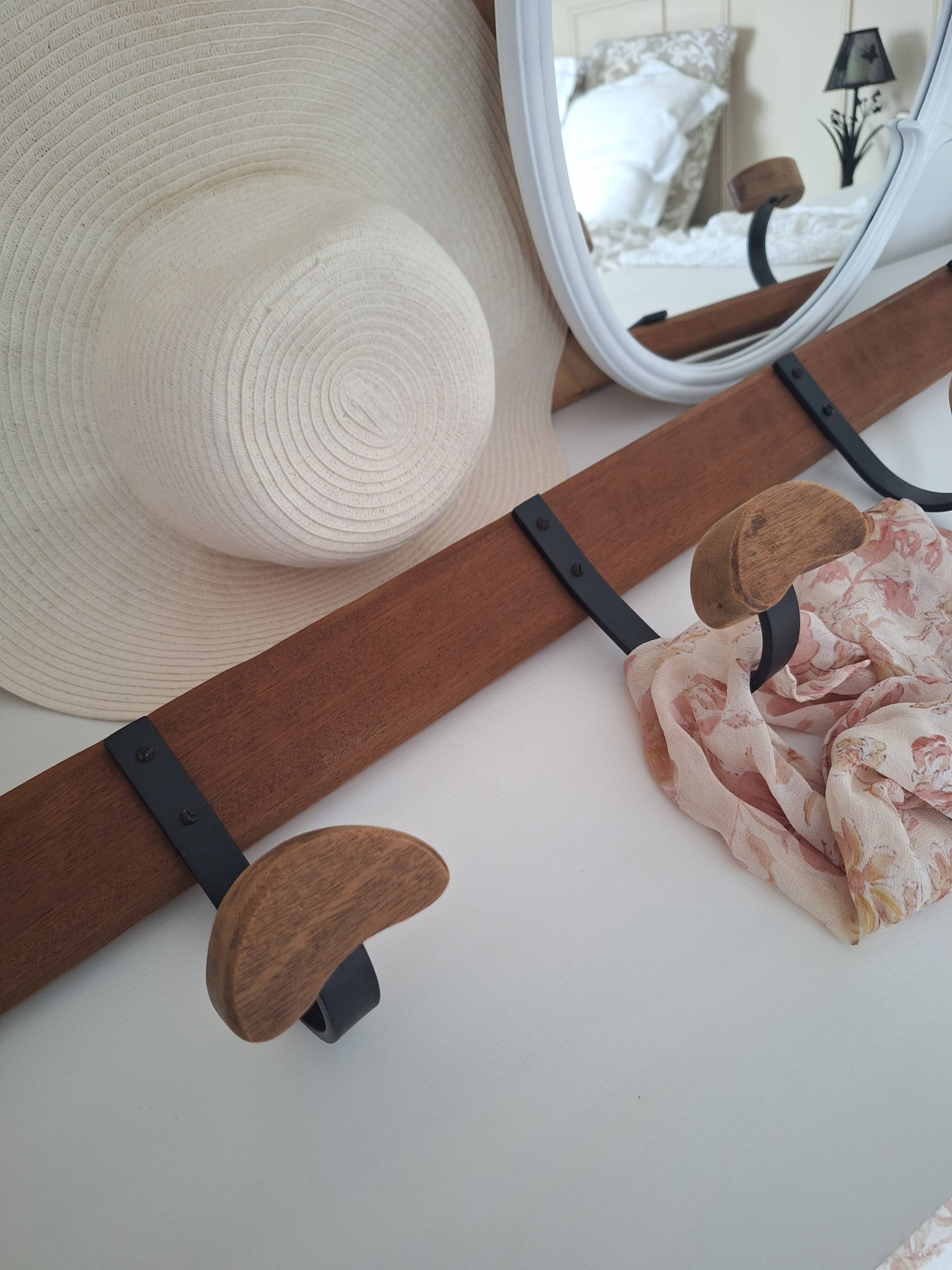 Wooden and metal wall hook