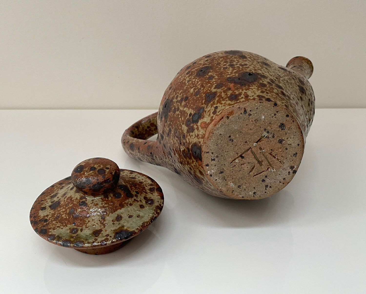 Large pyrite stoneware coffee pot, workshop work, 1970.
