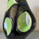 Pichet Vase céramique design 1960 (Vallauris ?) noir irisé et vert Space age