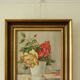 Huile sur panneau suédoise originale – « Nature morte : vase de roses »