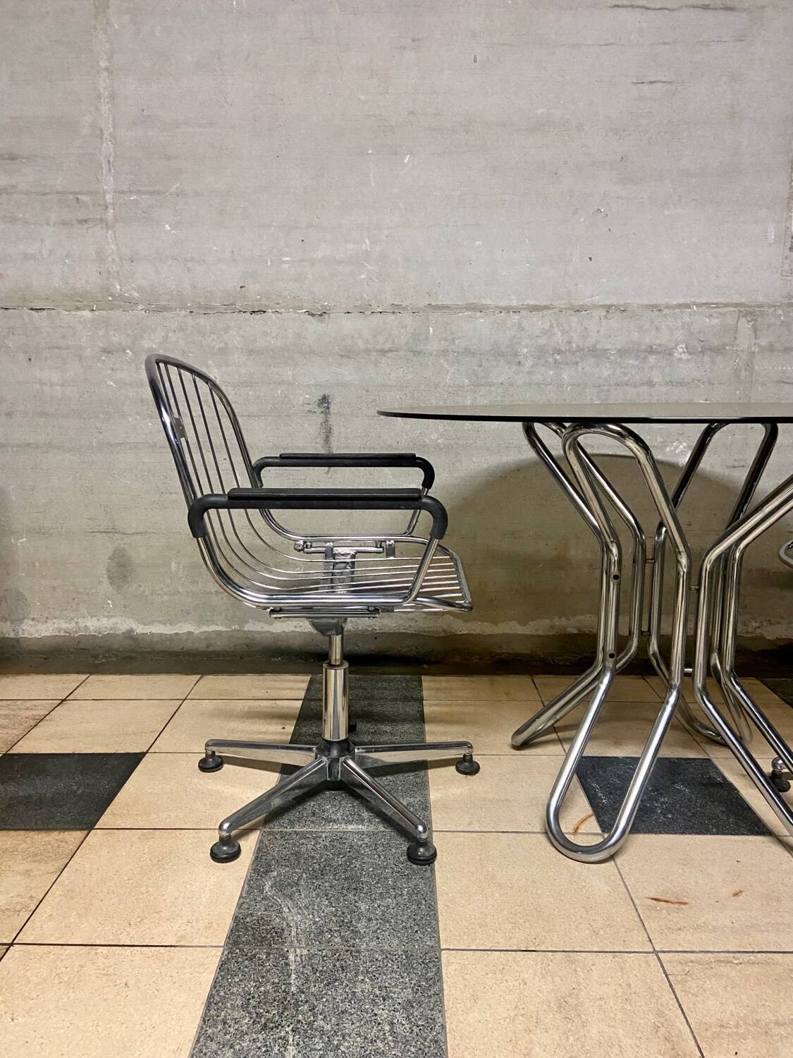 Vintage smoked glass table