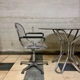 Table vintage en verre fumé