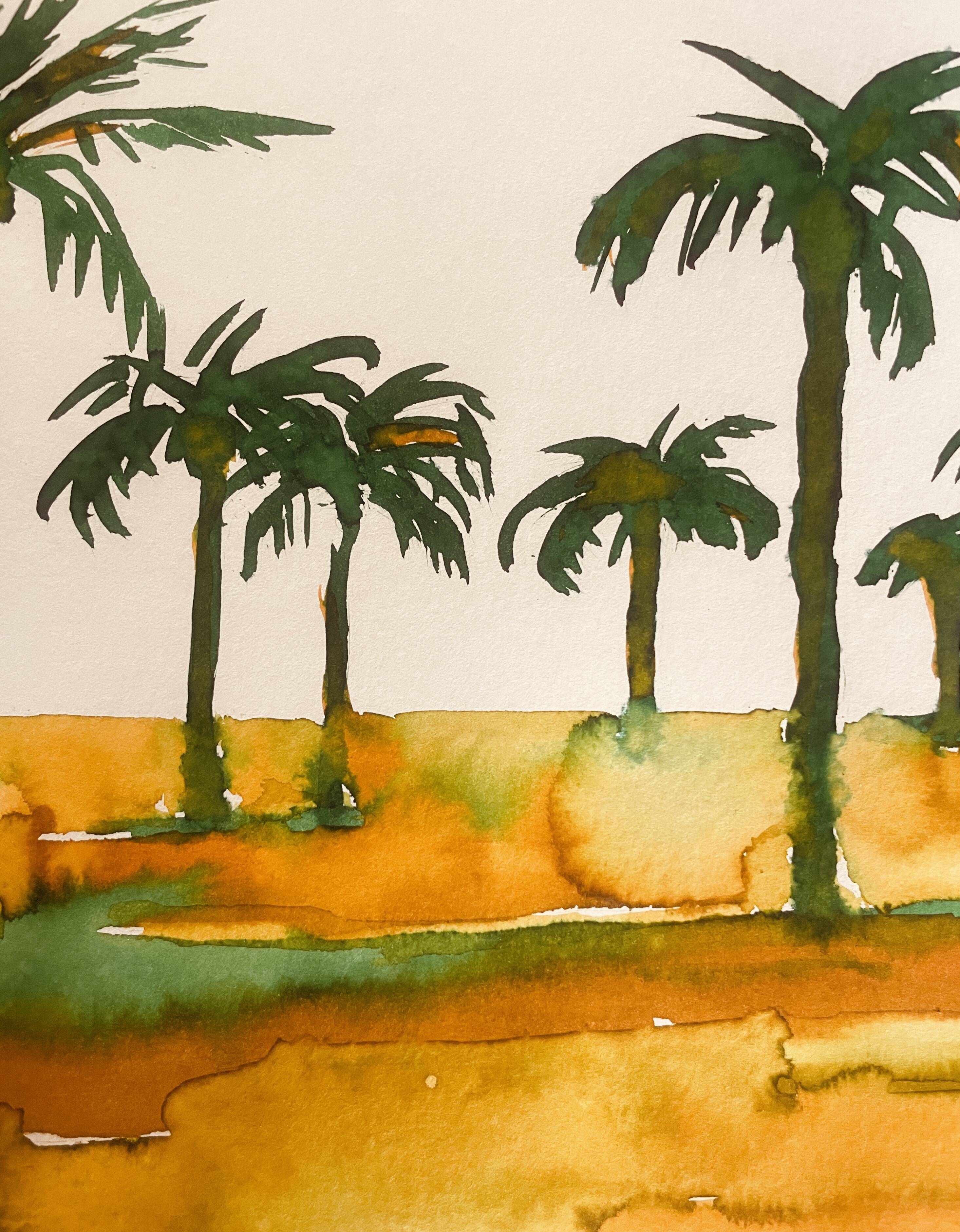 Tableau signé paysage Egypte « Lever de soleil sur le Nil »