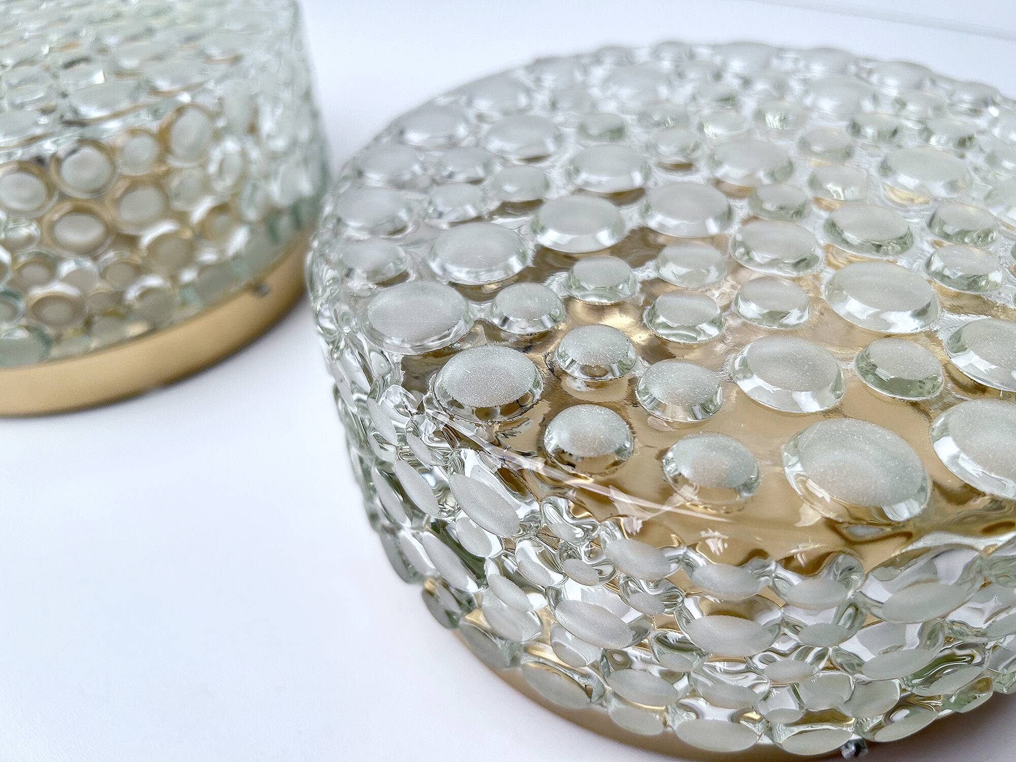 Paire d'appliques vintage en verre à bulles