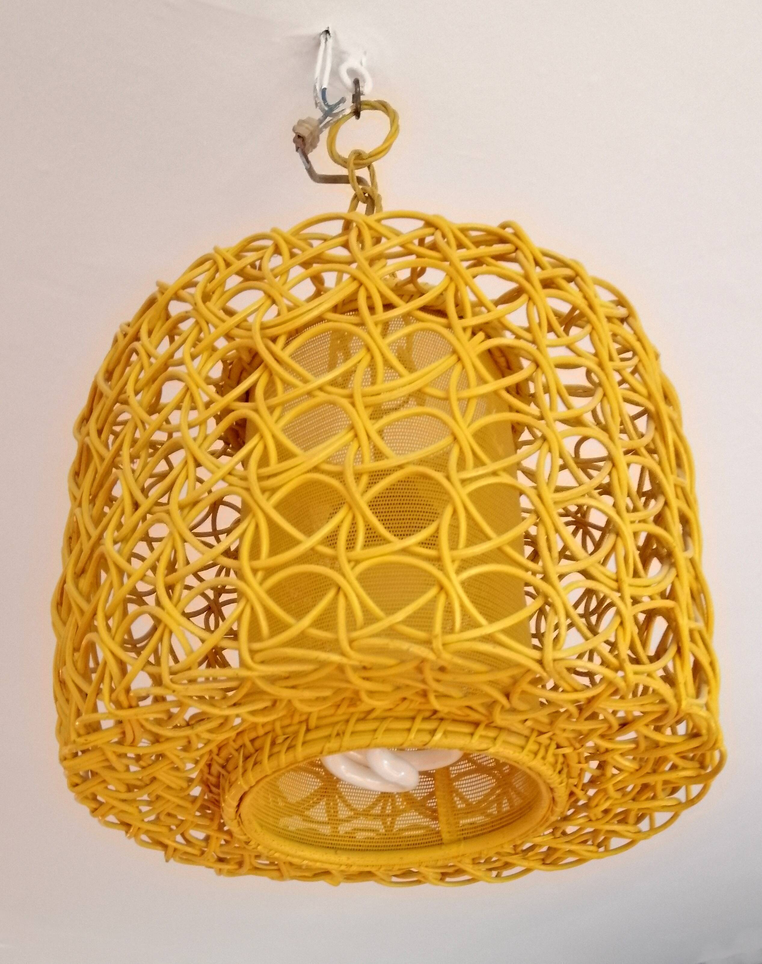 Pendant lamp vintage rattan 60-70