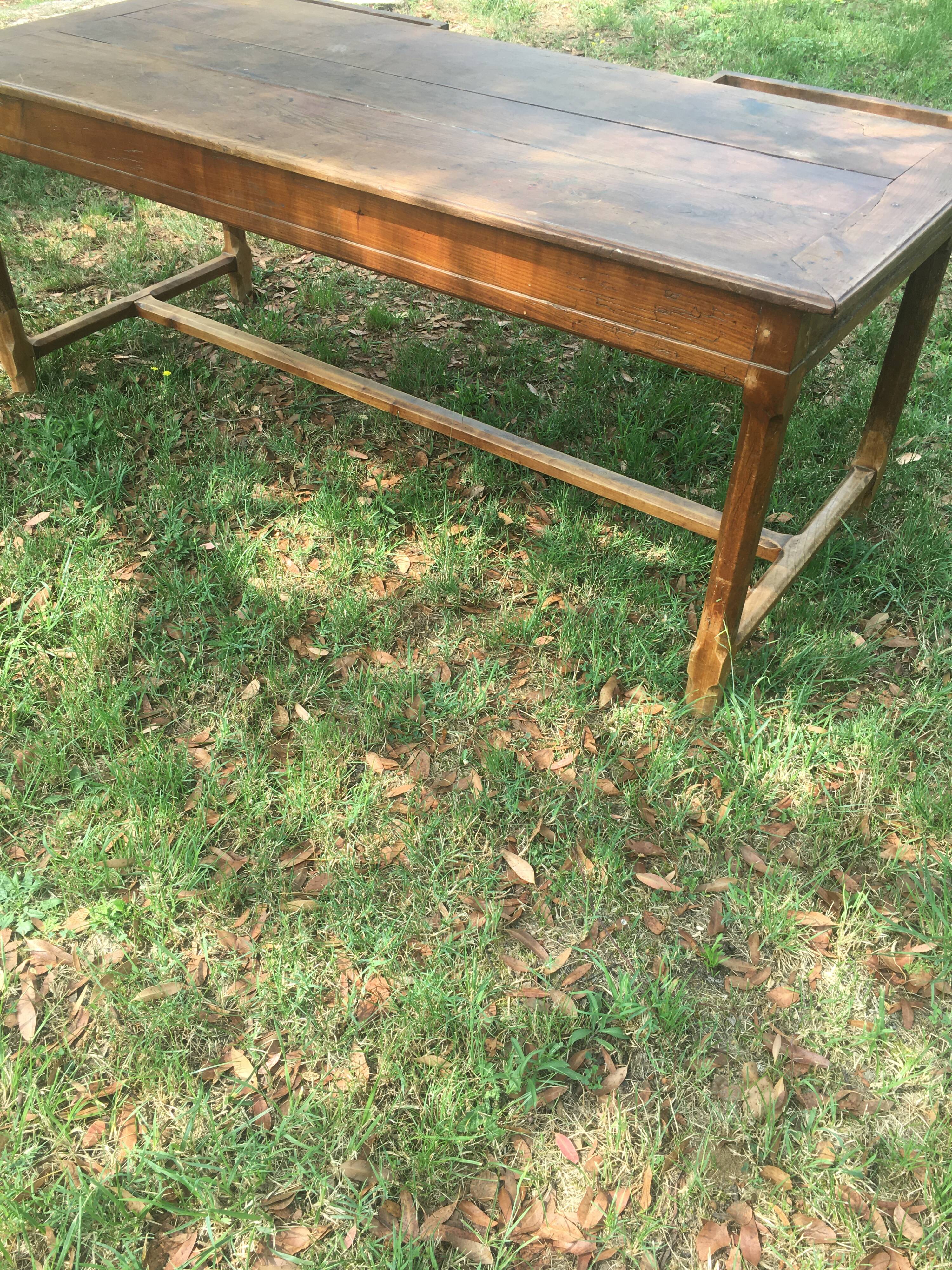Kitchen farmhouse table in oak and chestnut eighteenth with two drawers 196/87-78h